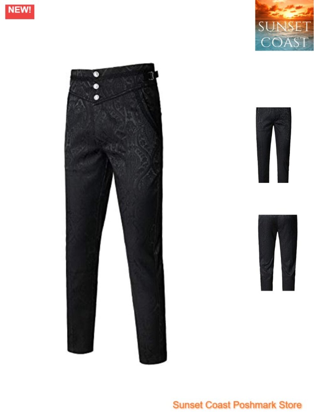 Men's Gothic Steampunk Victorian Slim Fit Trousers Cosplay Costume Pants